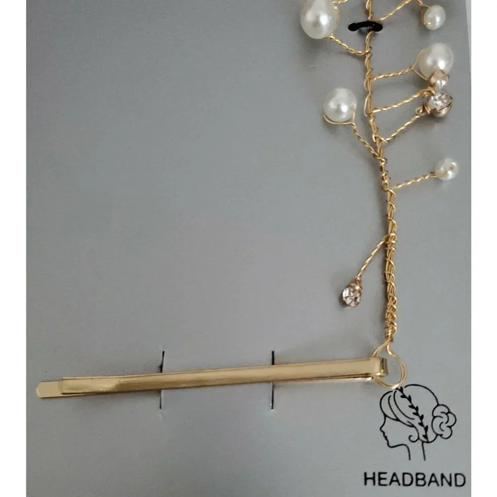 INC International Concepts Headband Gold White Imitation Pearl Crystal hair band